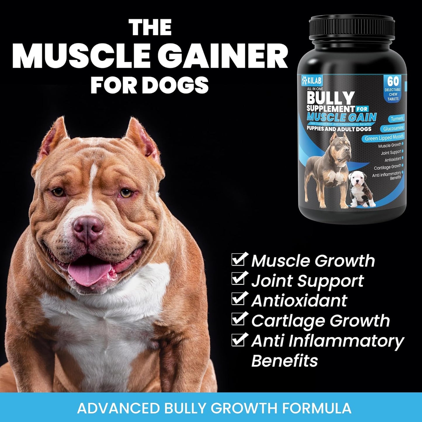 Dog Weight Gainer – 100-Count Muscle Builder Dog Supplement